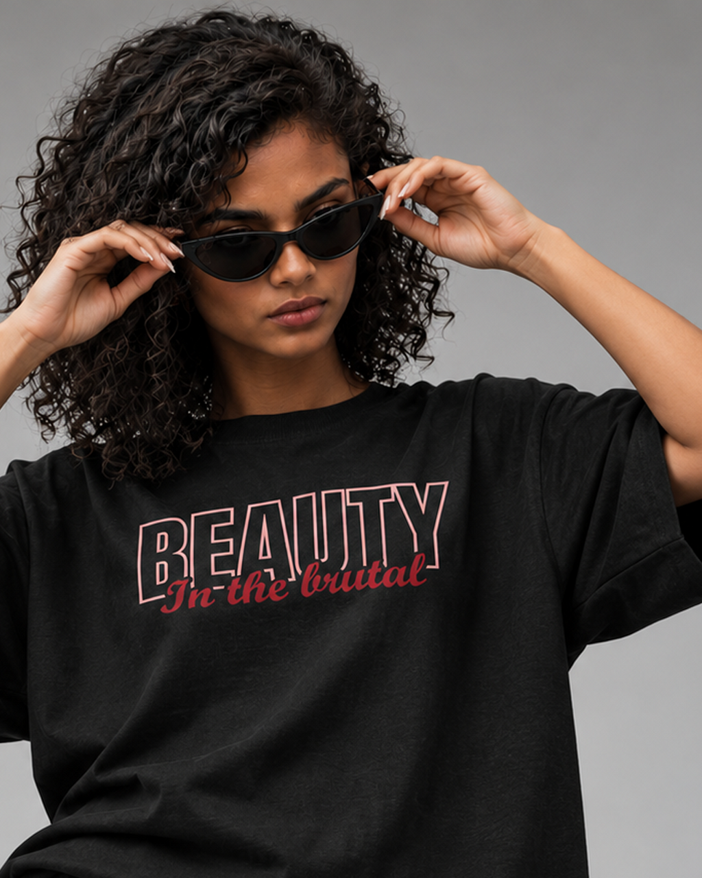 designosor-beauty-in-the-brutal-black-oversized-t-shirt-front-typography