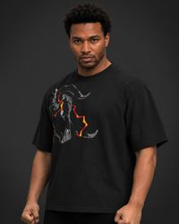 Designosor attack graphic oversized t-shirt in black