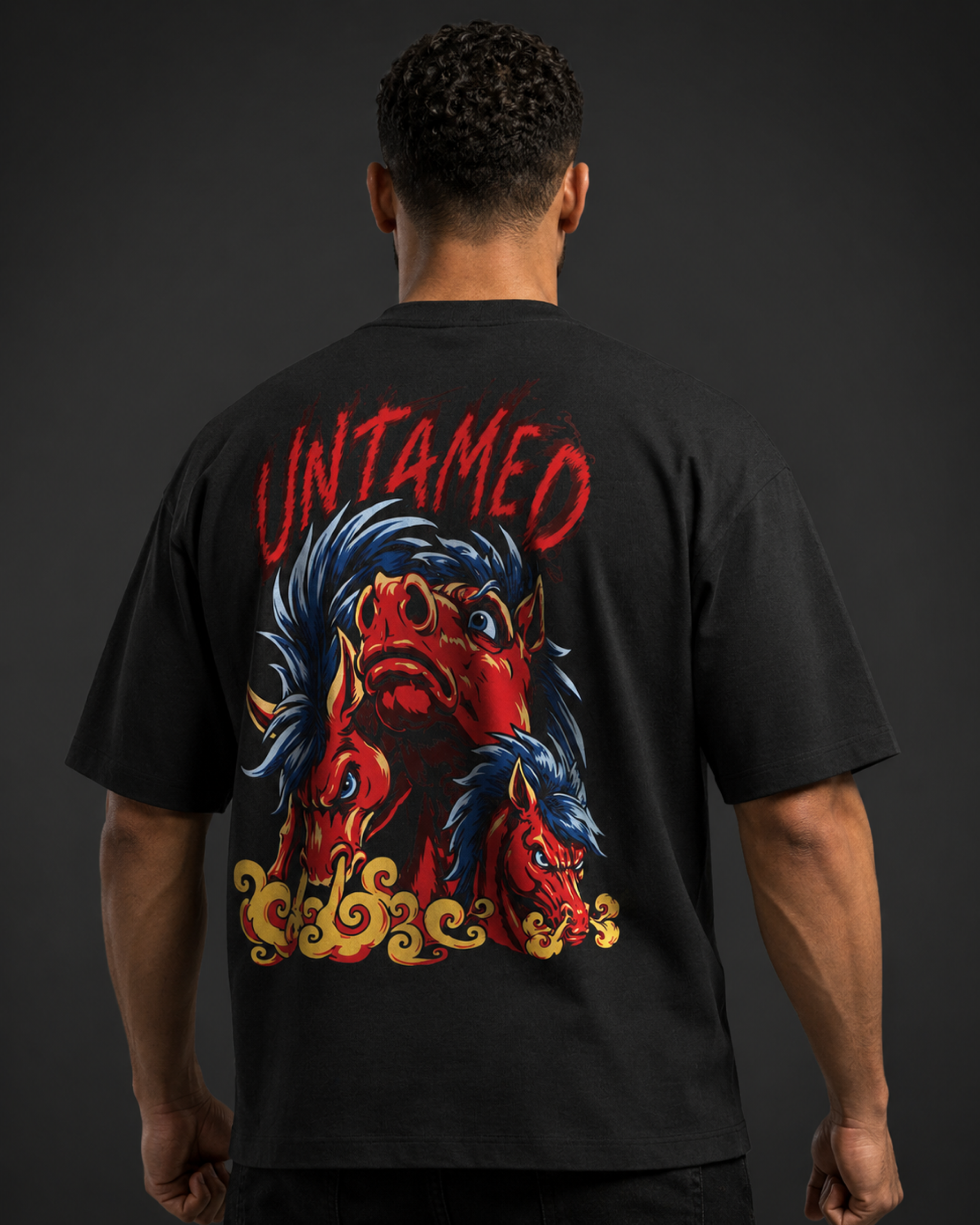 Designosor Untamed graphic oversized t-shirt in black