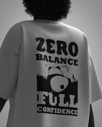 Zero Balance oversized white t-shirt back graphic with full confidence panda design