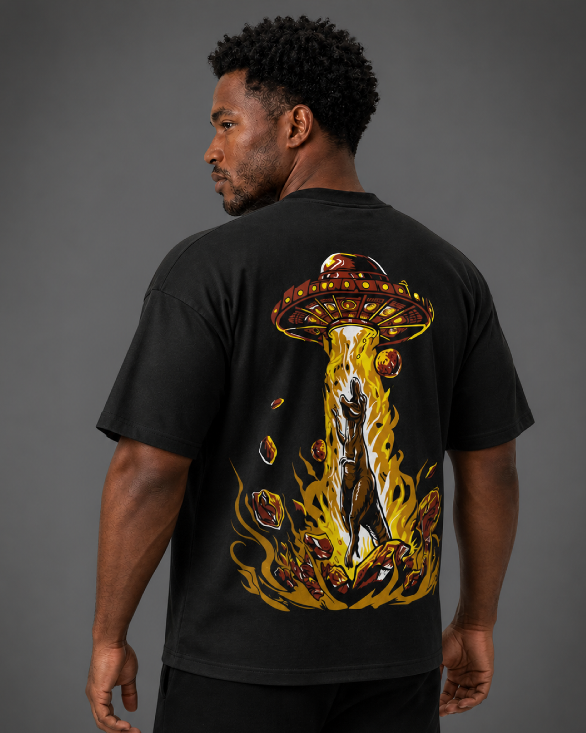 Designosor you were selected graphic oversized t-shirt in black