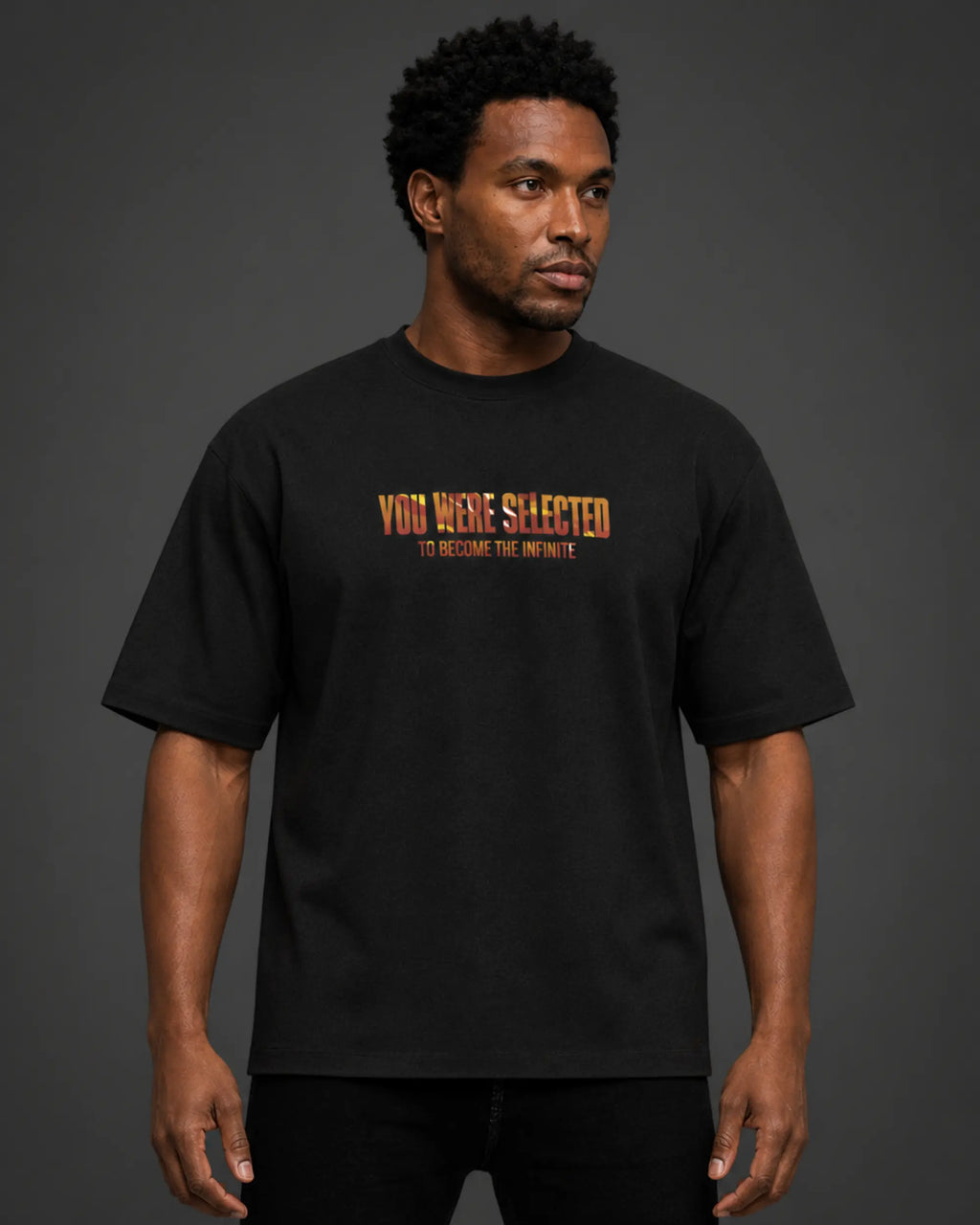 Designosor you were selected graphic oversized t-shirt in black