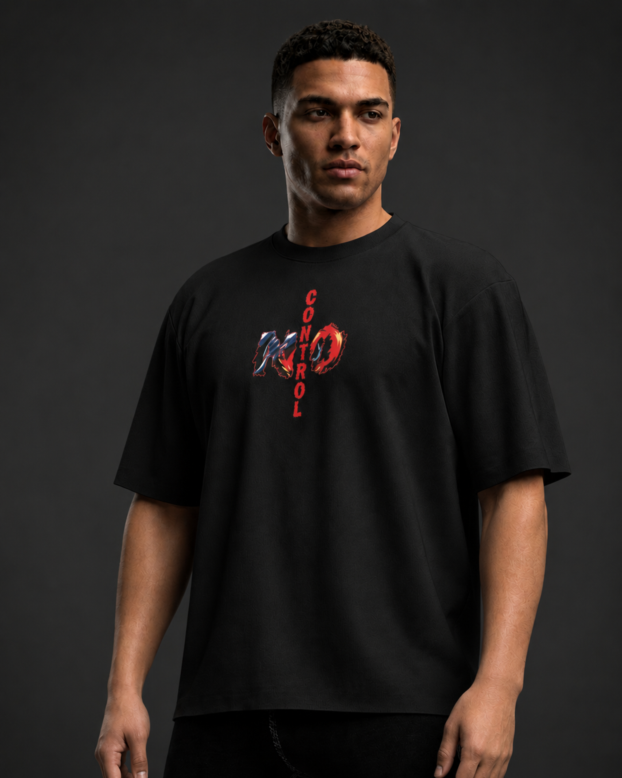 Designosor Untamed graphic oversized t-shirt in black