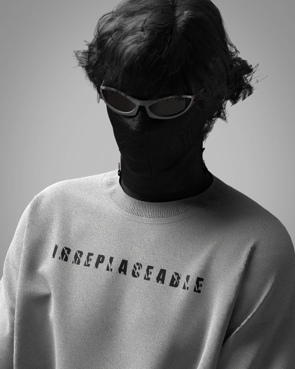 Designosor Irreplaceable white oversized t-shirt front view with bold typography print