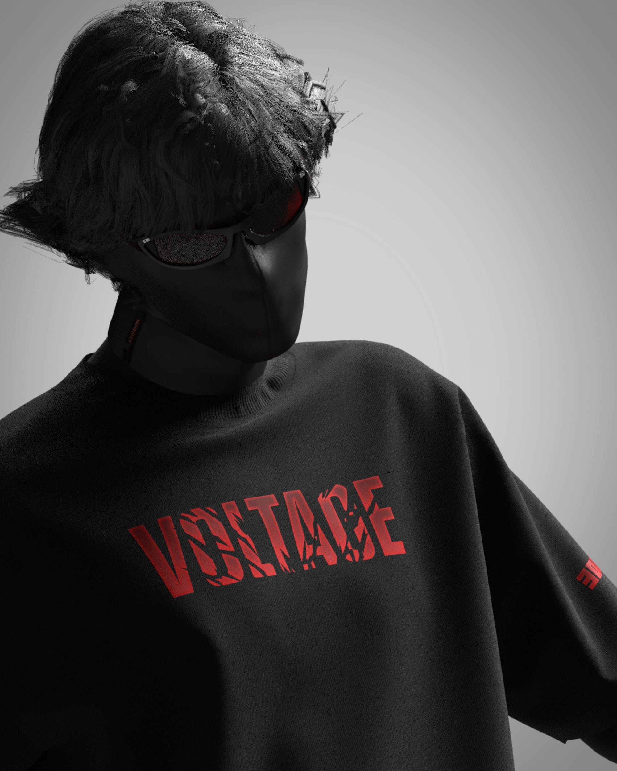 Designosor Thunder unisex black streetwear t-shirt front with red graphic typography