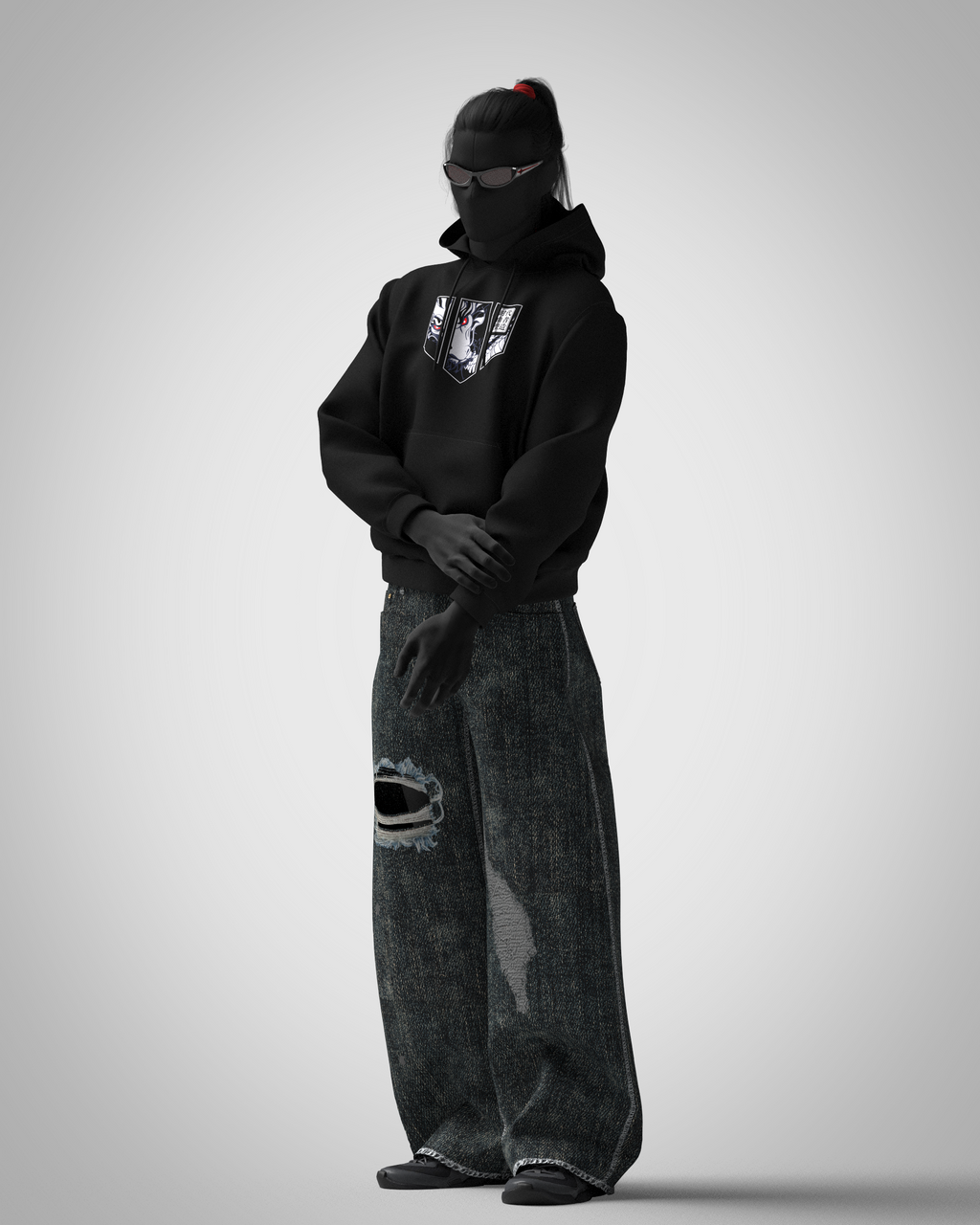 Designosor Dragon Crest black oversized hoodie front product view