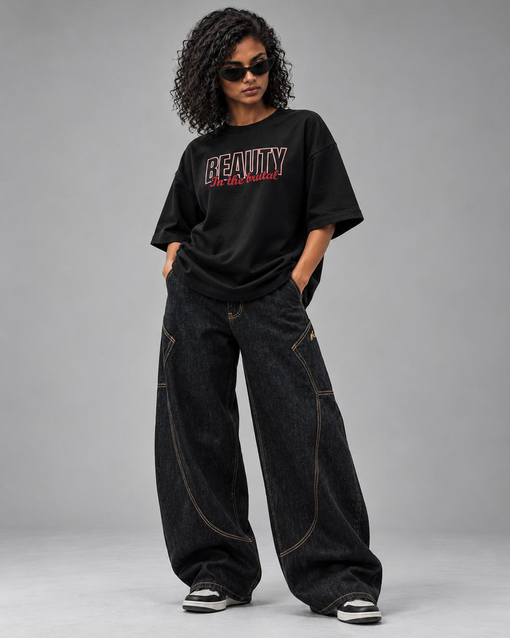 designosor-beauty-in-the-brutal-black-oversized-t-shirt-front-full-view