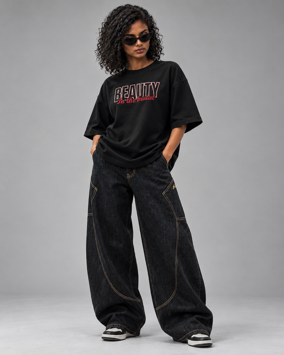 designosor-beauty-in-the-brutal-black-oversized-t-shirt-front-full-view