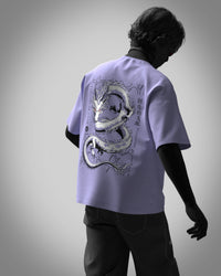 Designosor dragon graphic lavender oversized t-shirt back