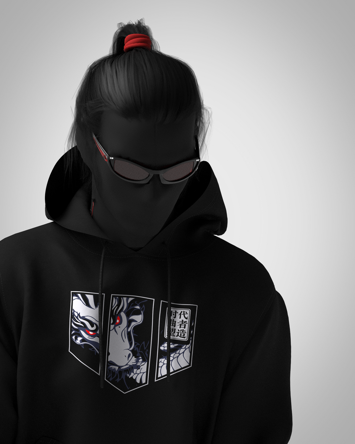 Designosor Dragon Crest black oversized hoodie front product view