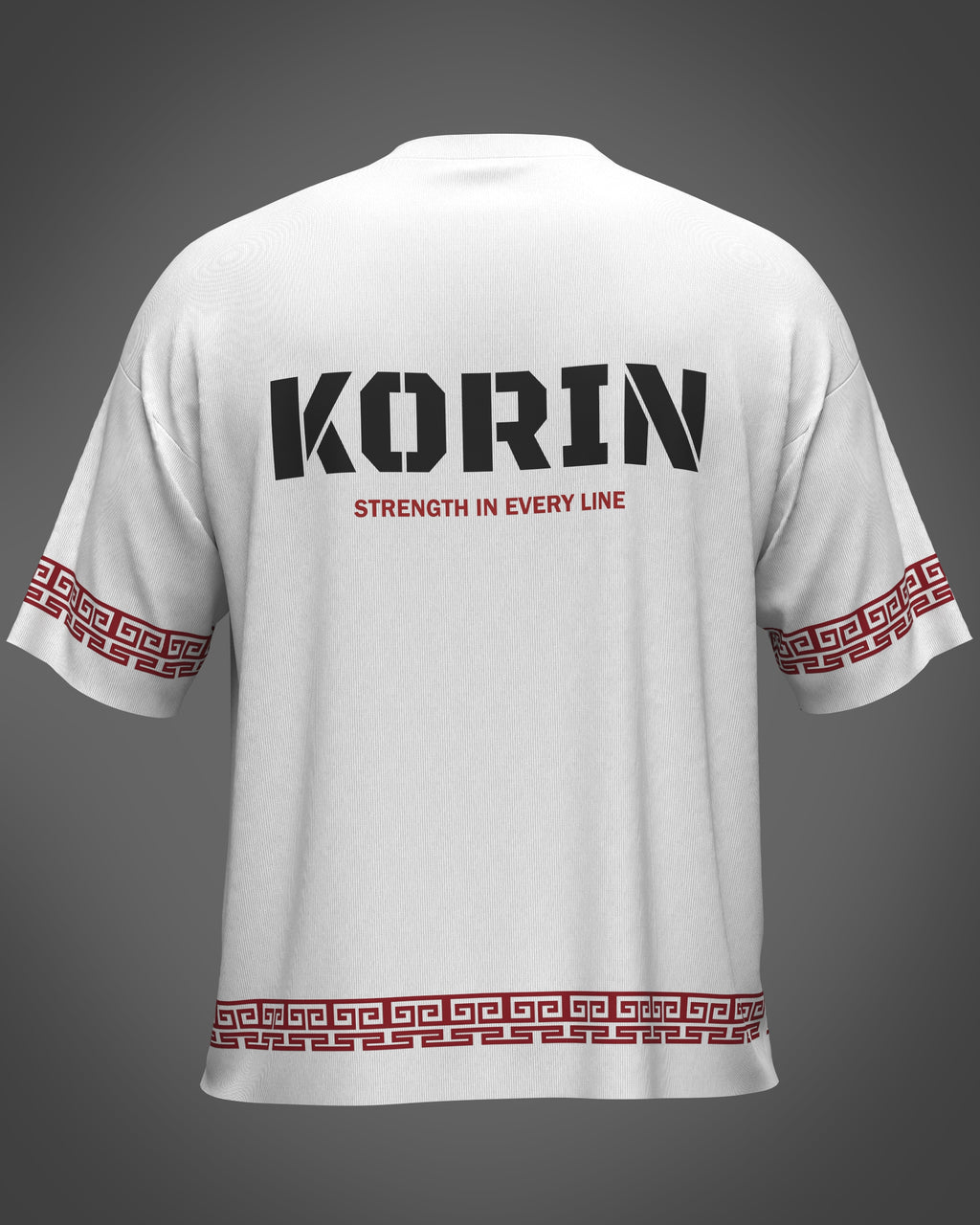 White t-shirt with 'KORIN' 