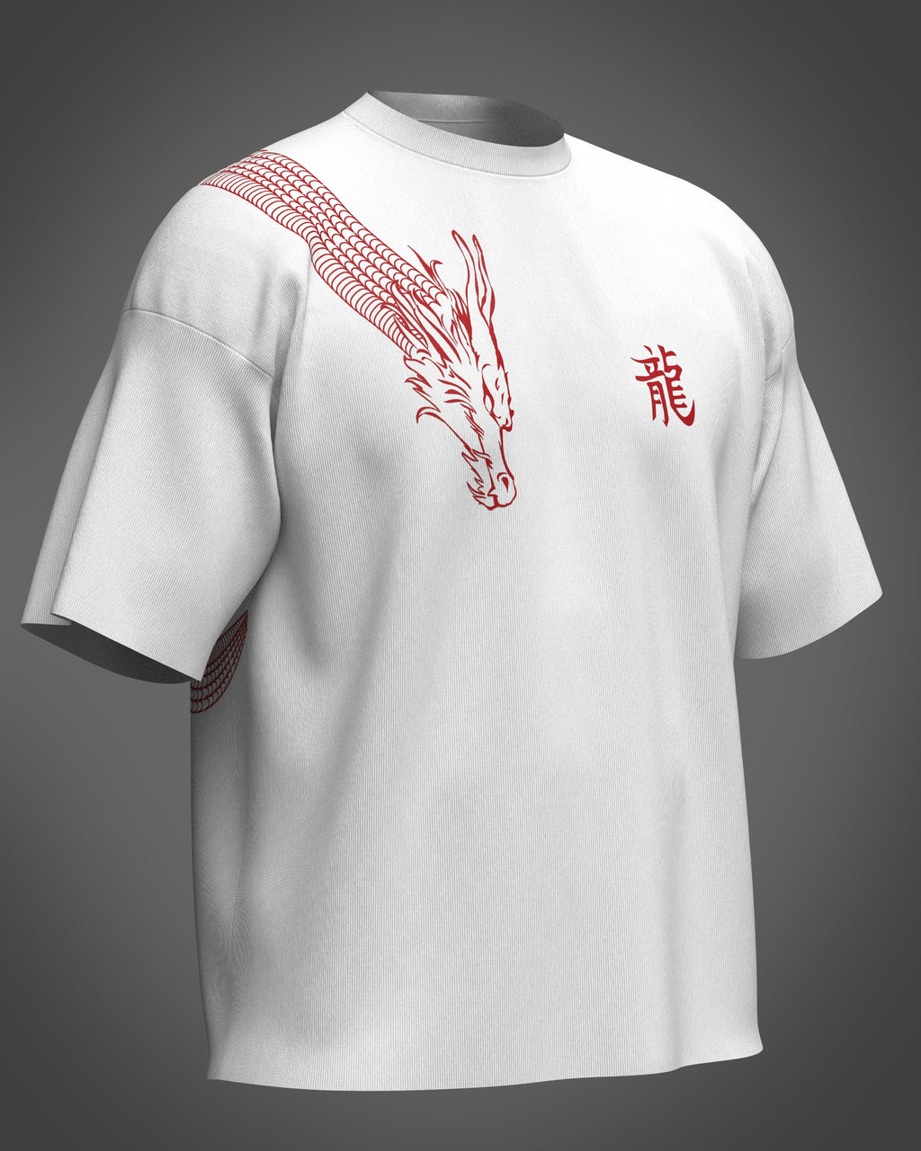 Designosor dragon flow graphic oversized  t-shirt in white