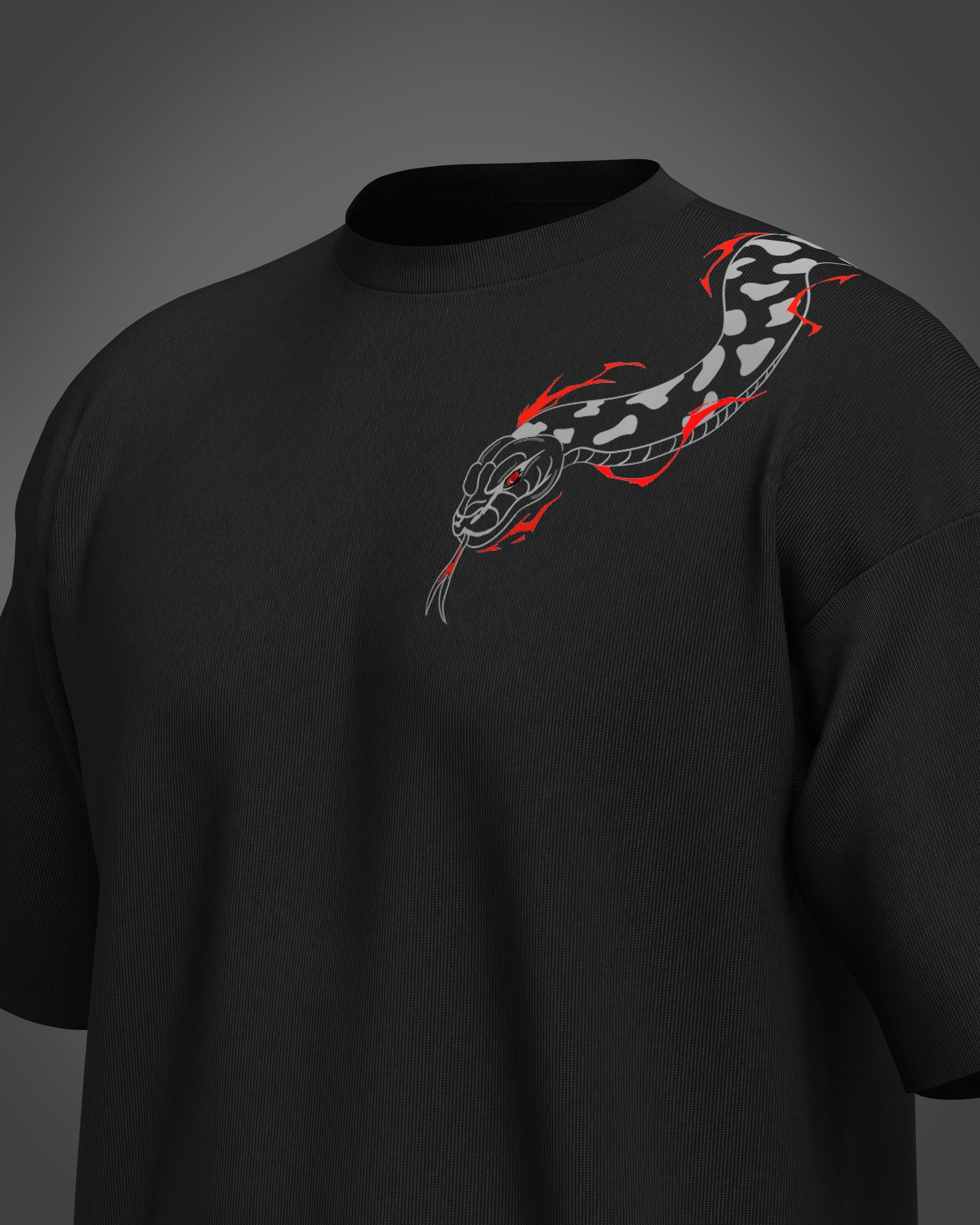 Black t-shirt with a snake design