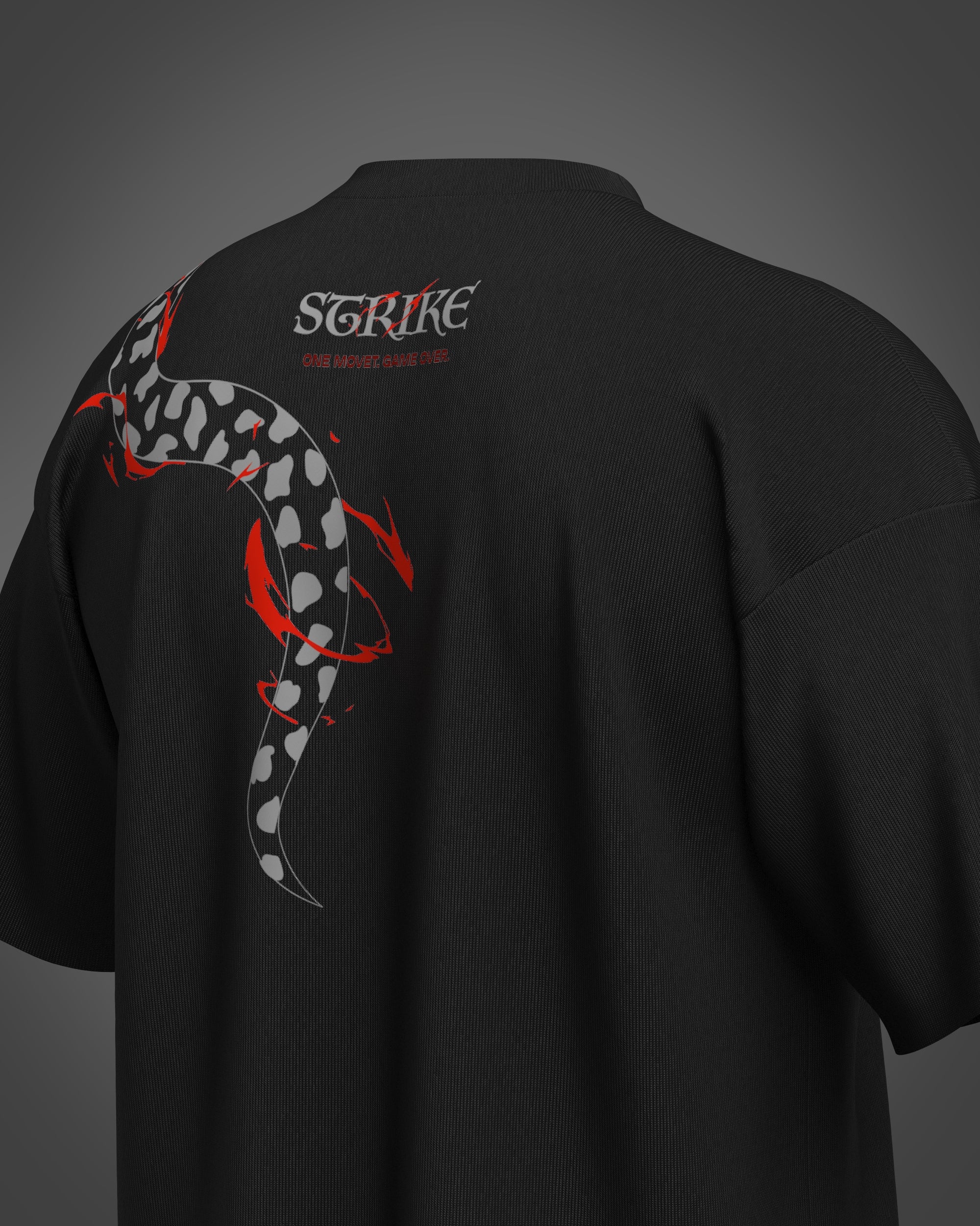 Black t-shirt with a snake design