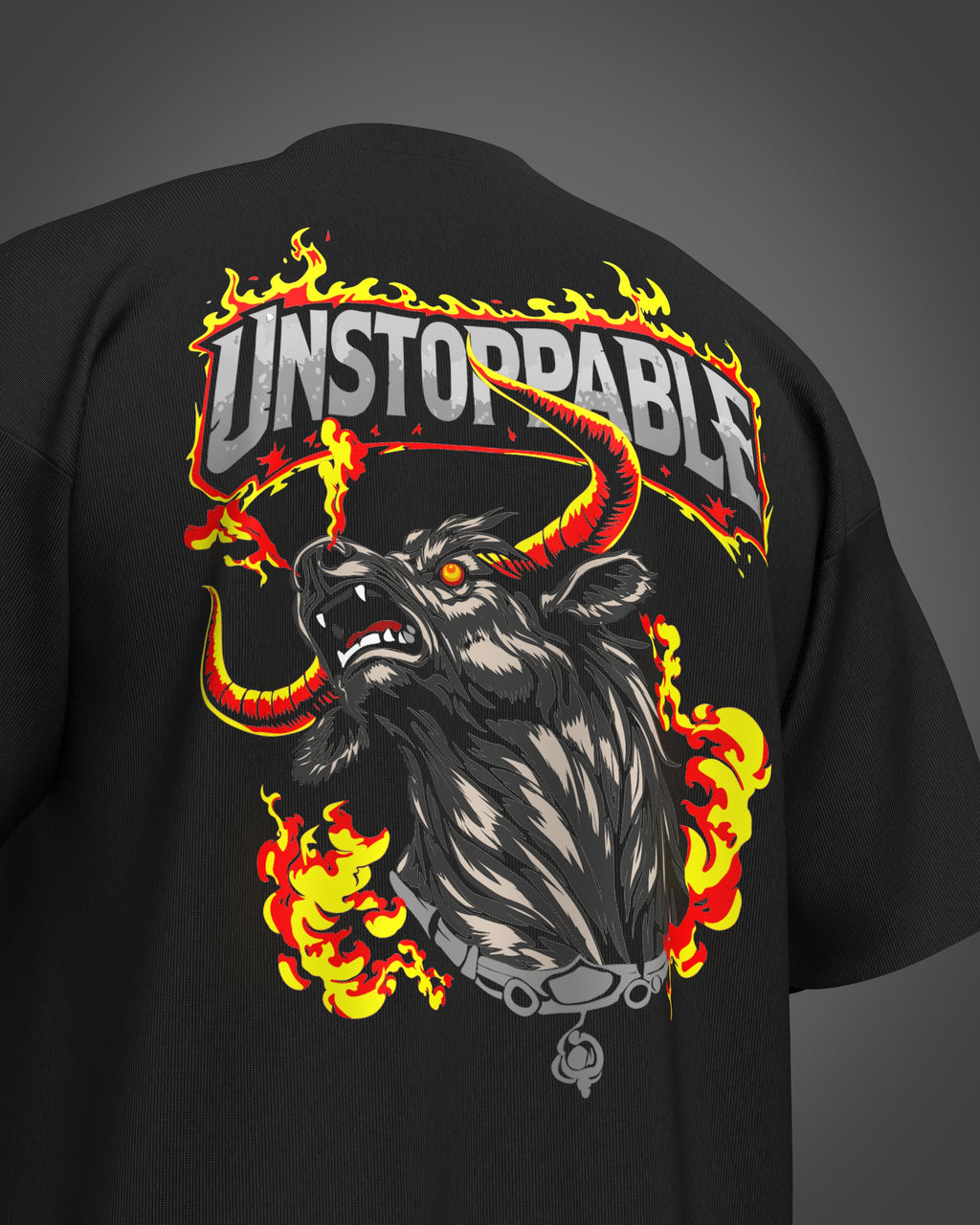 Designosor unstoppable graphic oversized t-shirt in black