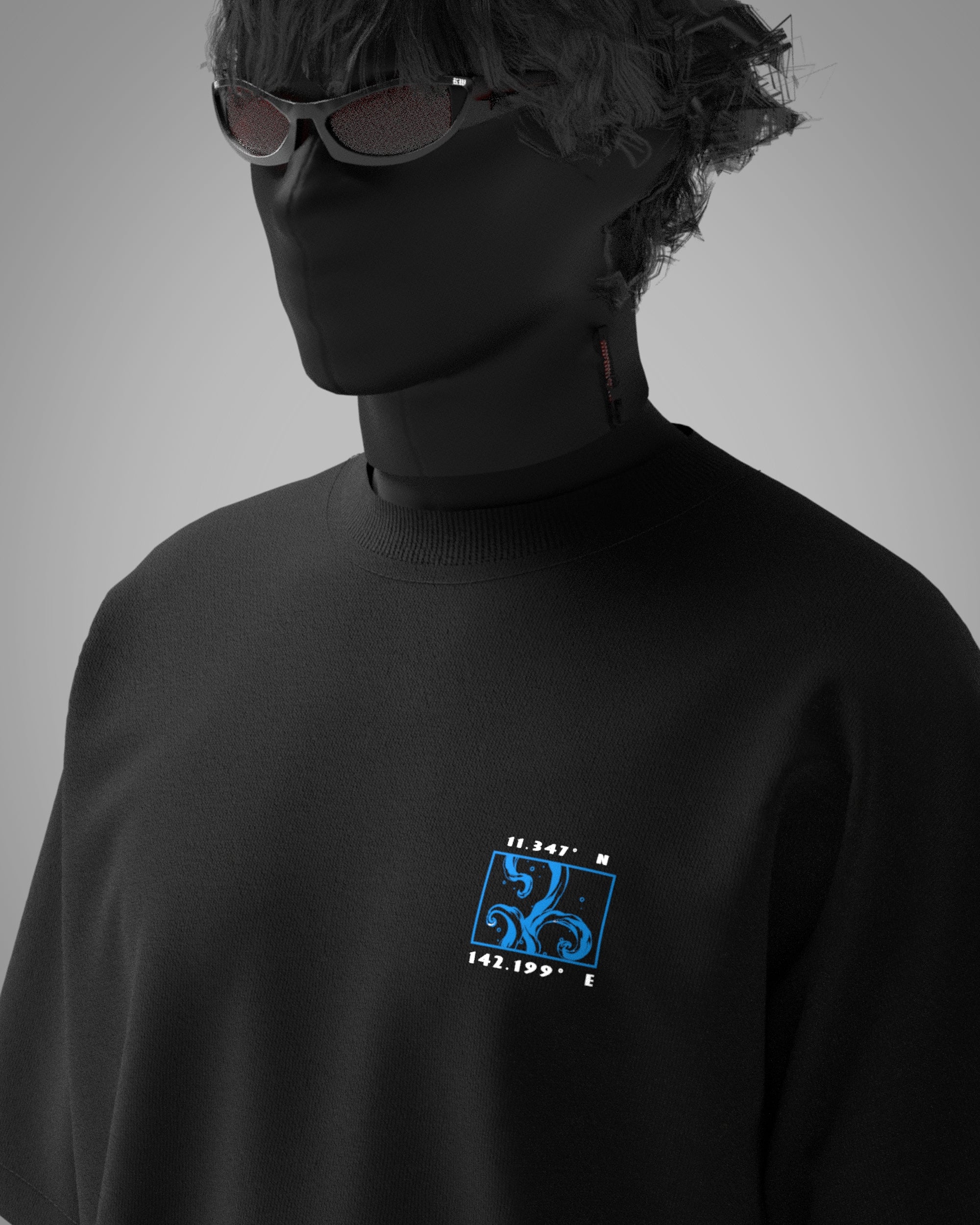 Designosor OUT OF REACH unisex black oversized t-shirt front