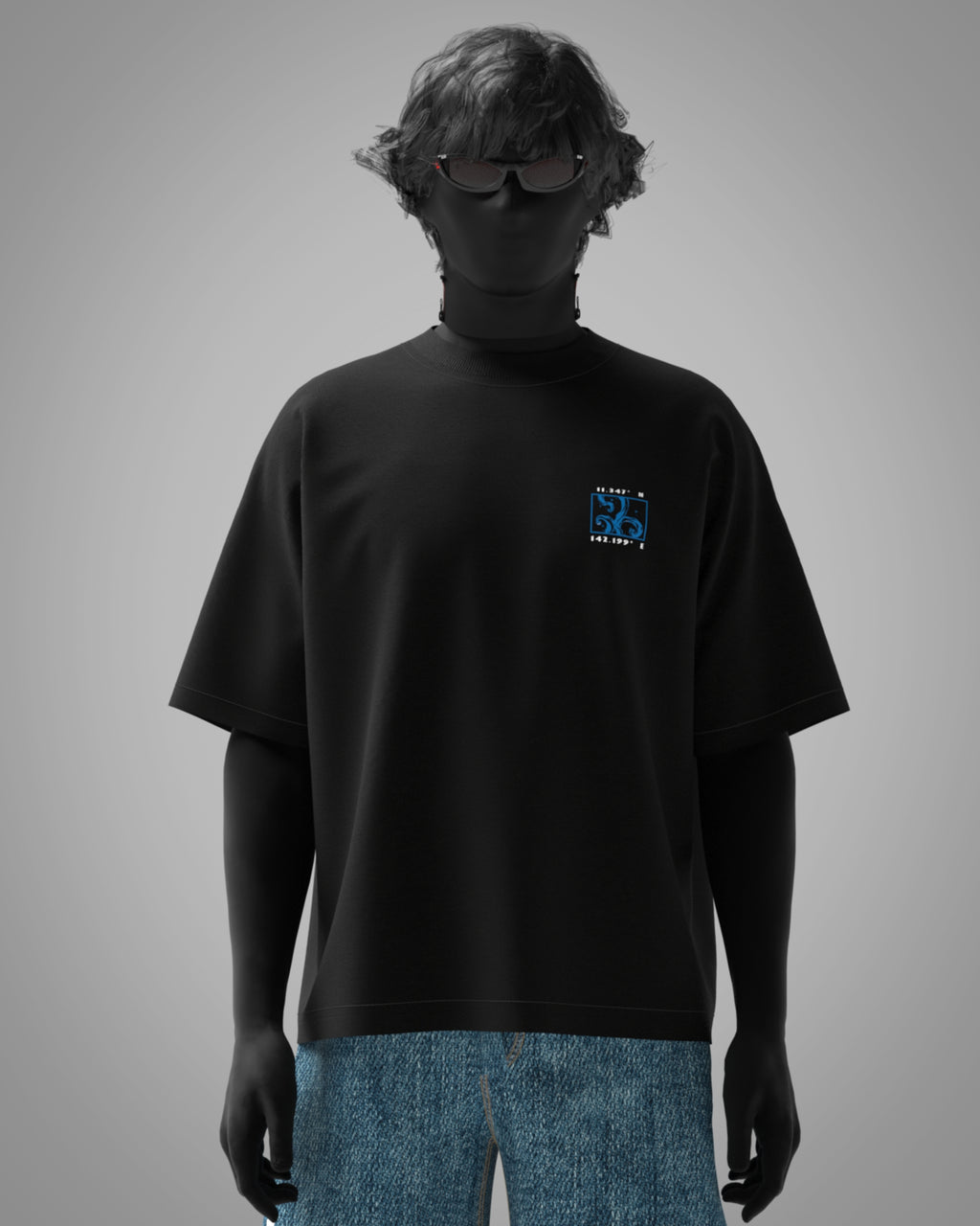 Designosor OUT OF REACH unisex black oversized t-shirt front